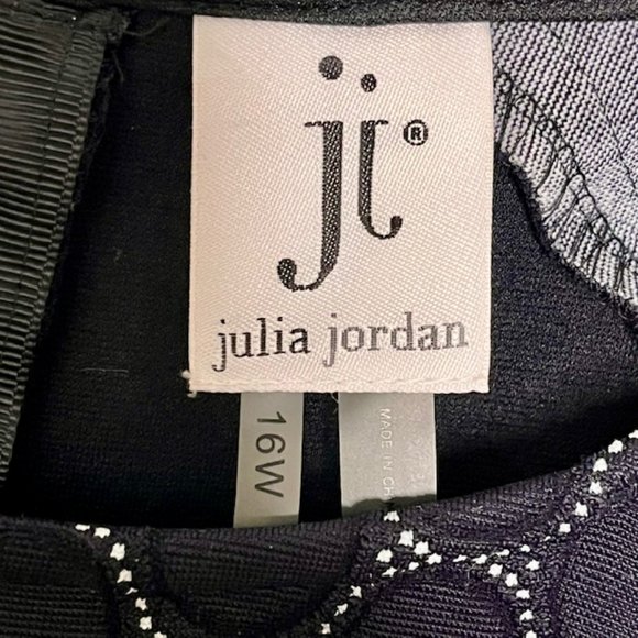 Julia Jordan Cap Sleeve Fit/Flare Jacquard Dress - Black/White - 16W - Picture 11 of 11